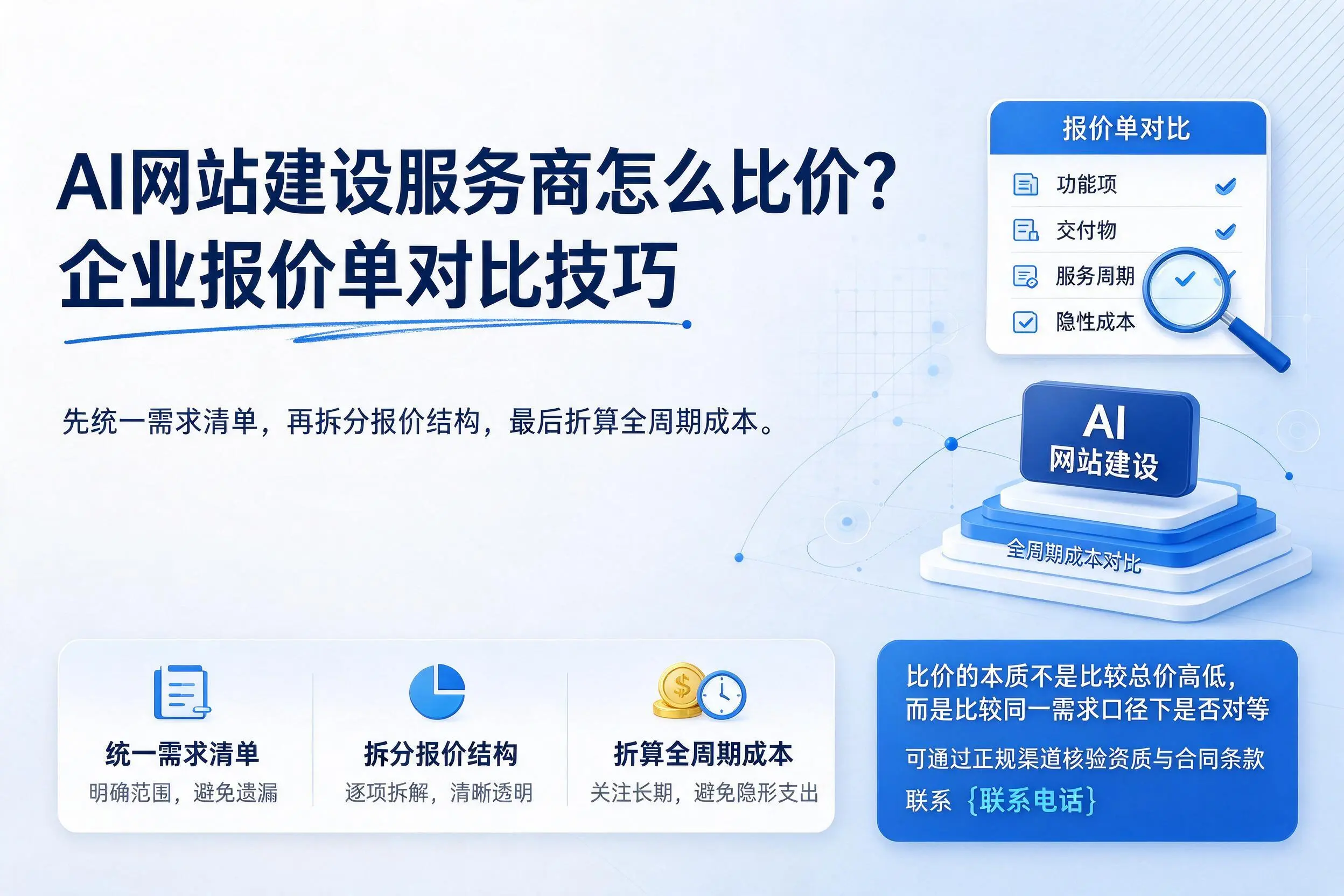 AI网站建设服务商怎么比价?晋城企业报价单对比技巧