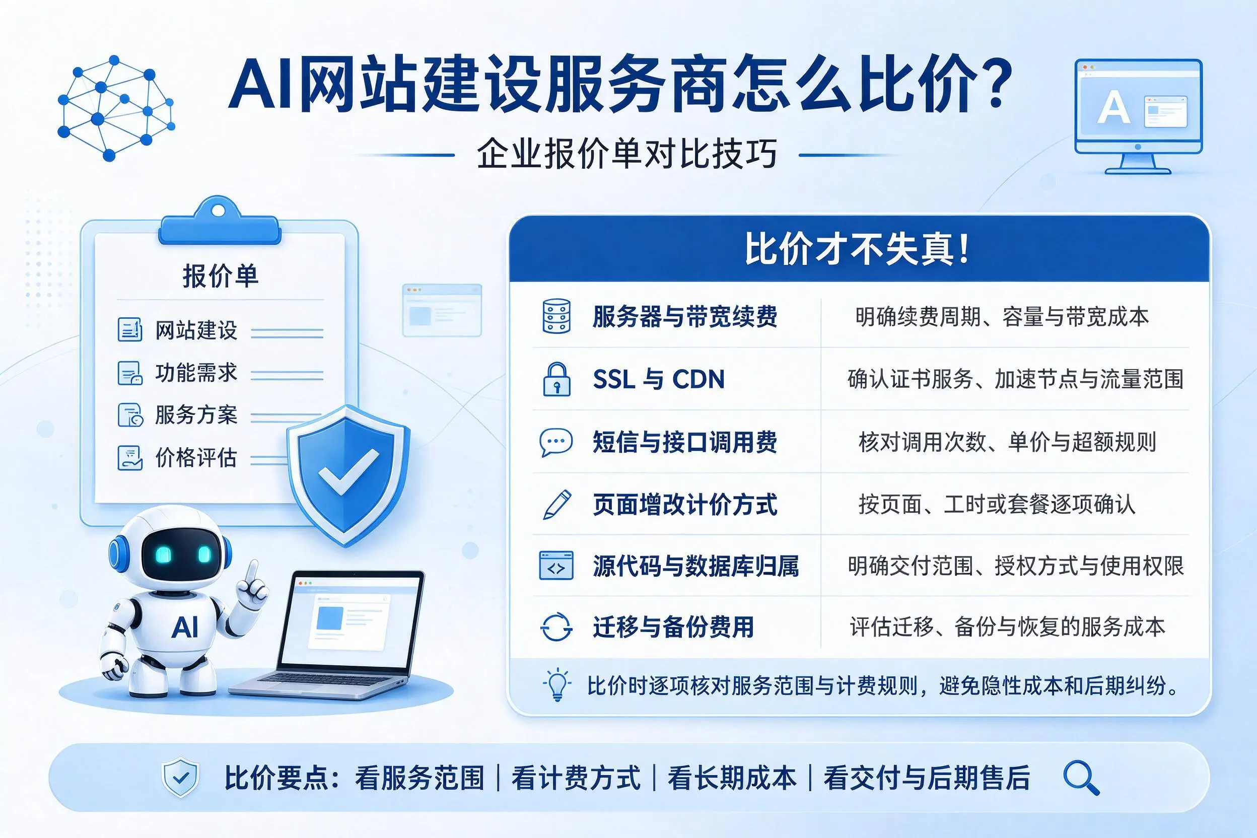 AI网站建设服务商怎么比价?晋城企业报价单对比技巧